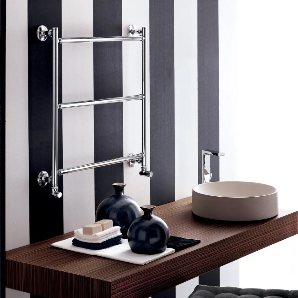 Hydraulic Towel Warmer in Steel Chrome Finish Made in Italy - Gaia Viadurini