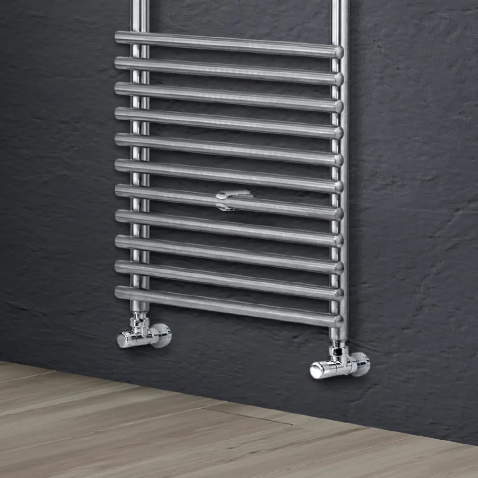 Hydraulic Towel Warmer in Steel Satin Finish Made in Italy - Peel Viadurini