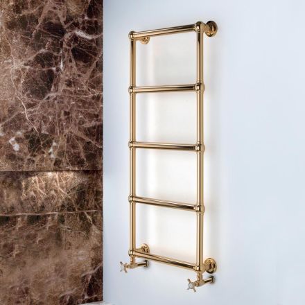 Hydraulic Towel Warmer in Brass with Connection Spheres Made in Italy - Ricotta Viadurini
