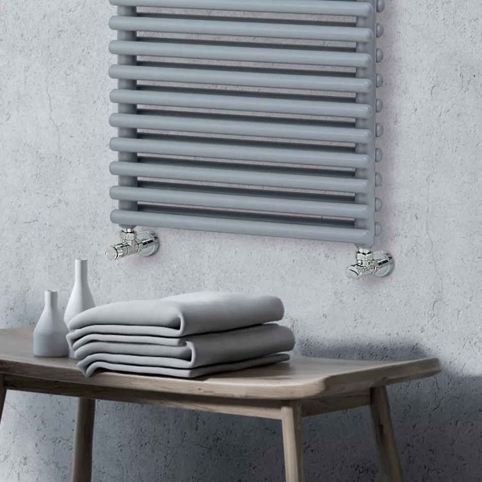 Mixed Towel Warmer with 4 Series of Horizontal Elements Made in Italy - Meringue Viadurini