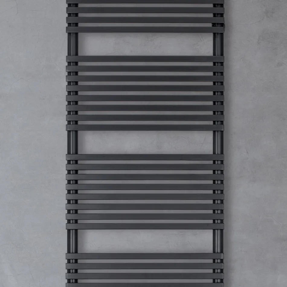 Mixed Towel Warmer in Steel Jet Black Finish Made in Italy - Brownies Viadurini