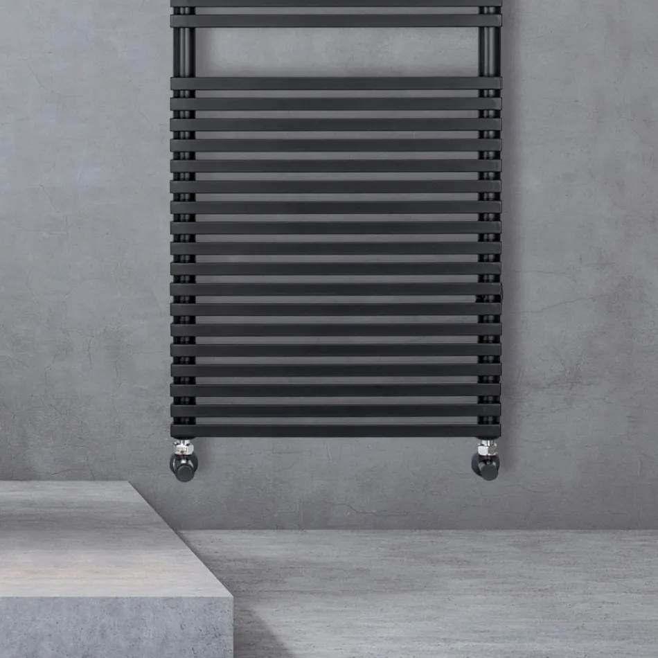 Mixed Towel Warmer in Steel Jet Black Finish Made in Italy - Brownies Viadurini