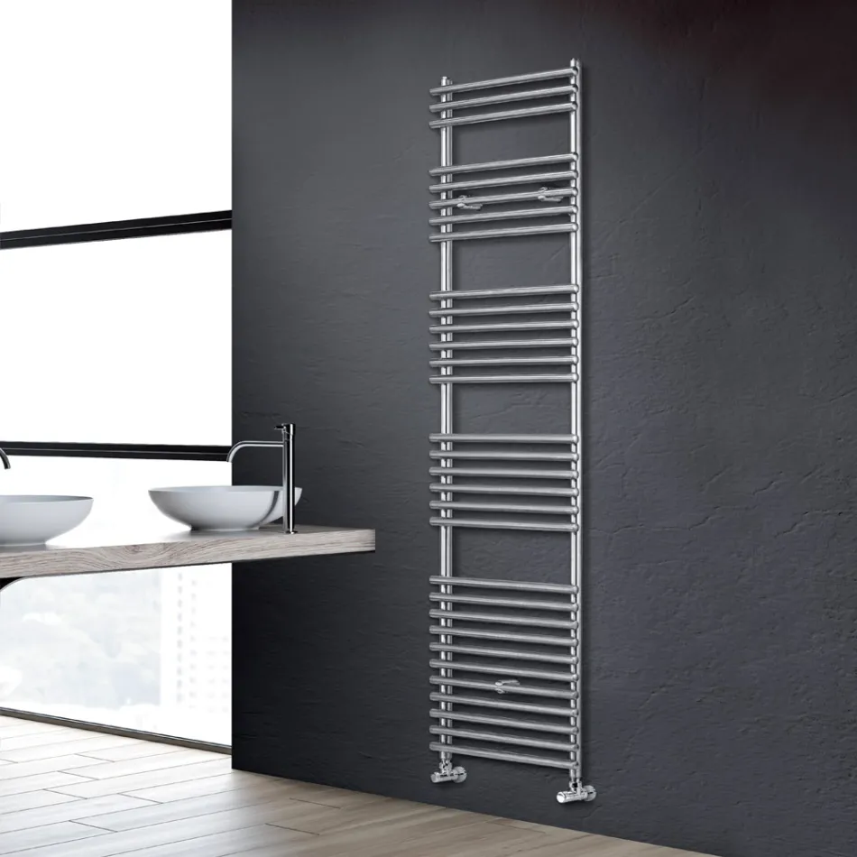 Mixed Towel Warmer in Steel Satin Finish Made in Italy - Peel Viadurini