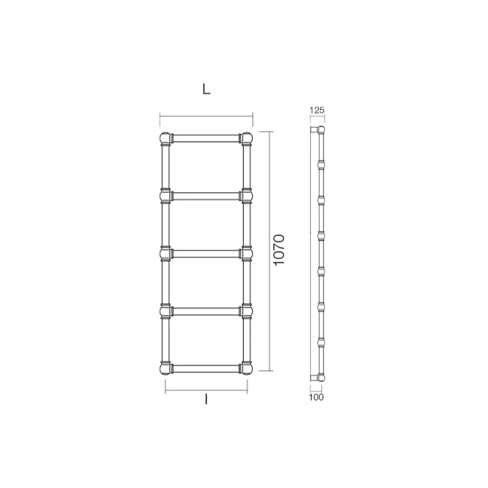 Mixed Towel Warmer in Brass with Connection Spheres Made in Italy - Ricotta Viadurini