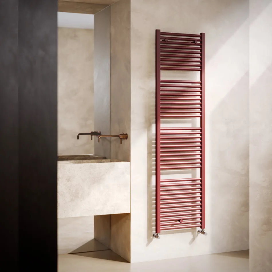 Single Hydraulic Towel Warmer in Carbon Steel Rust Made in Italy - Alan Viadurini