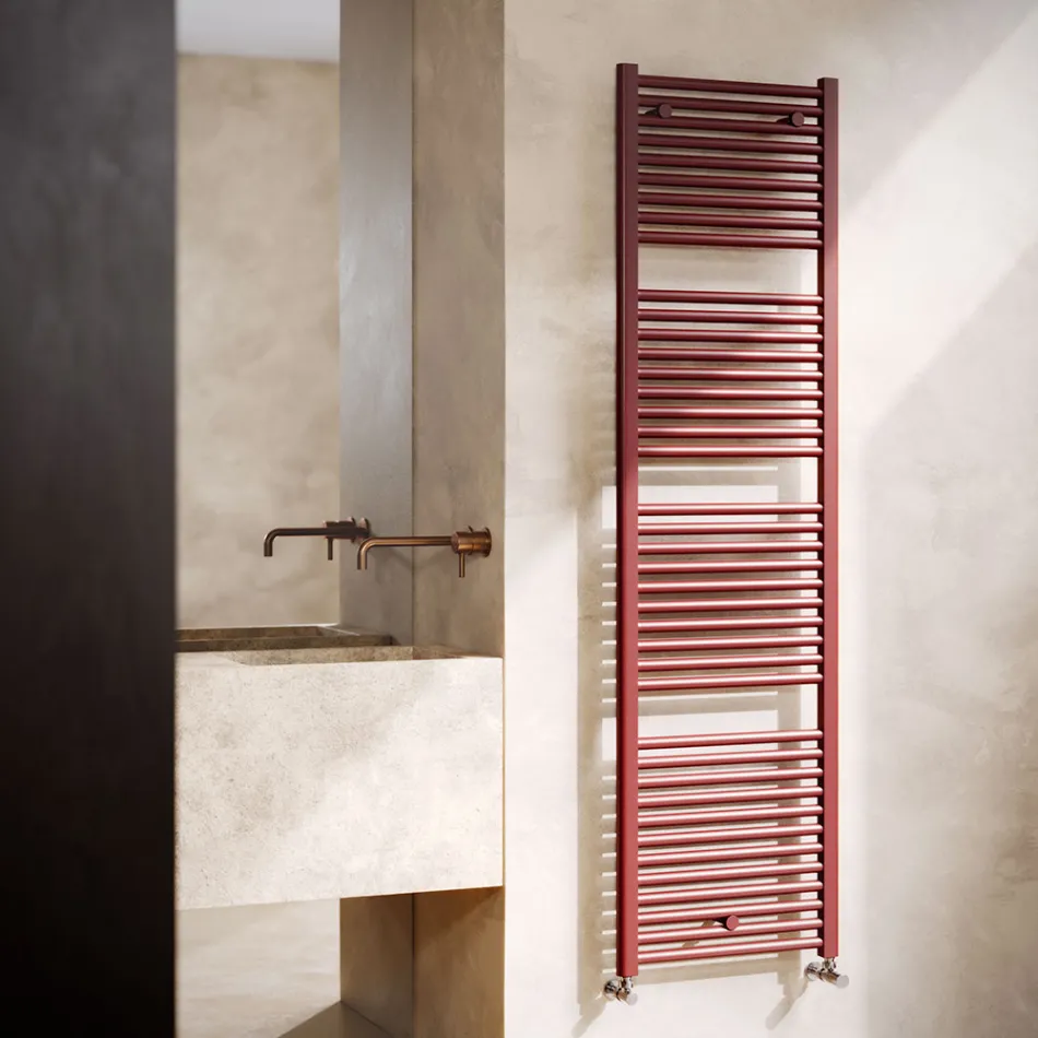 Single Hydraulic Towel Warmer in Carbon Steel Rust Made in Italy - Alan Viadurini