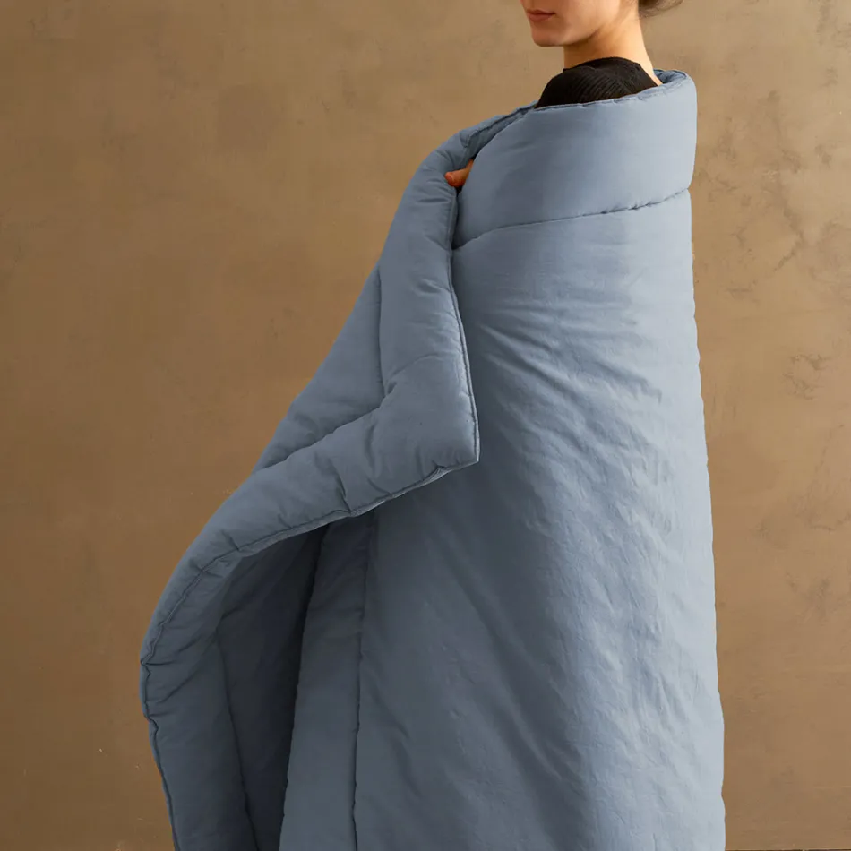 350 gr/m2 Double Bed Warmer in Pure Garment-Dyed Cotton - Delicacy Viadurini