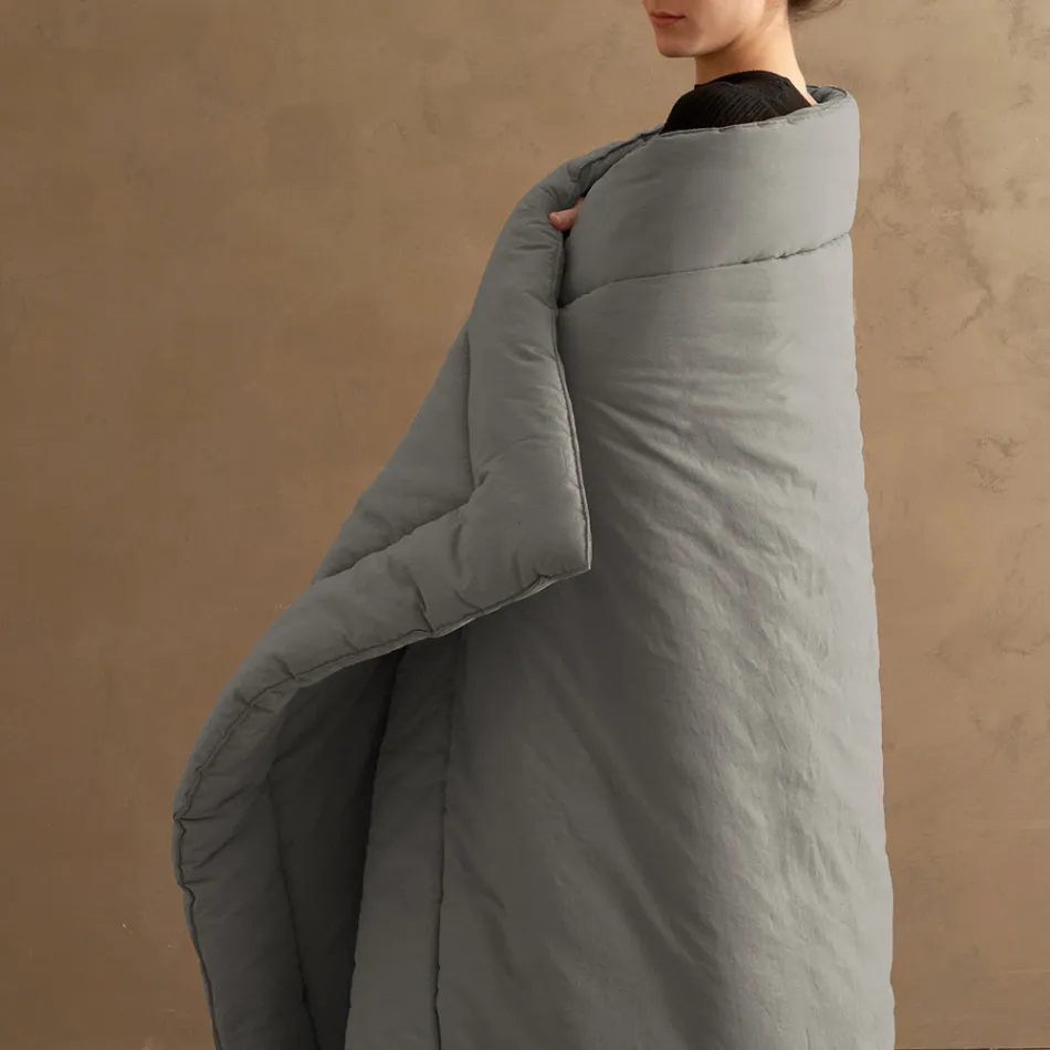 350 gr/m2 Double Bed Warmer in Pure Garment-Dyed Cotton - Delicacy Viadurini
