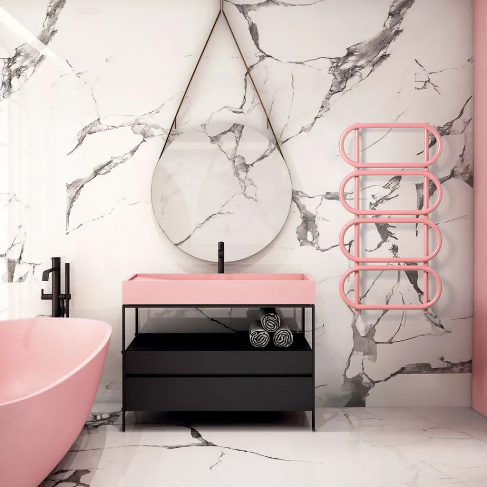 Electric Towel Warmer Ladder Round Colored Steel Made in Italy - Chain Viadurini