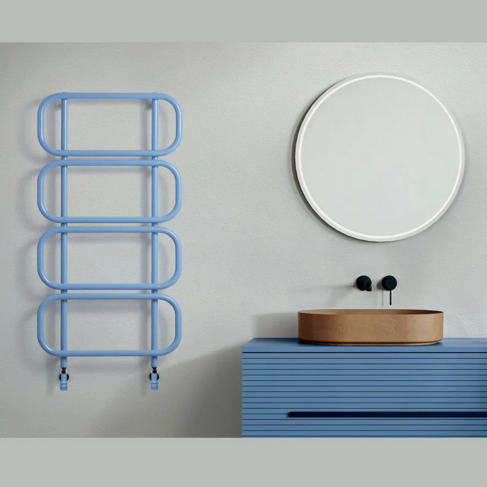 Hydraulic Towel Warmer Ladder in Colored Flat Steel Made in Italy - Chain Viadurini