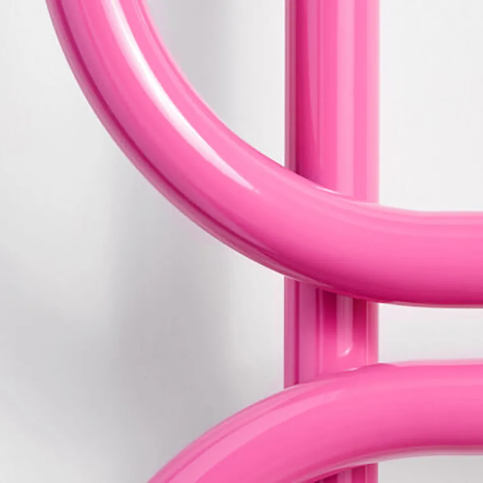 Round Colored Steel Hydraulic Towel Warmer Ladder Made in Italy - Chain Viadurini