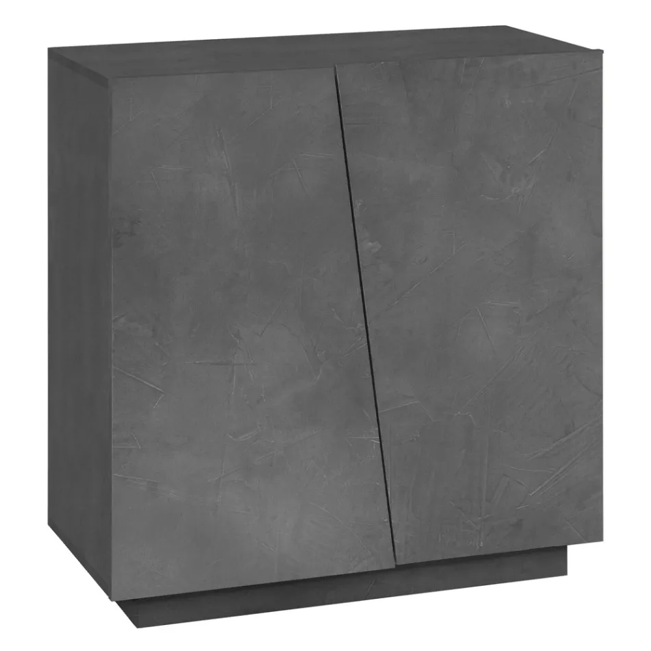 2-Door Shoe Cabinet in Sustainable White or Slate Melamine Wood - Joris Viadurini