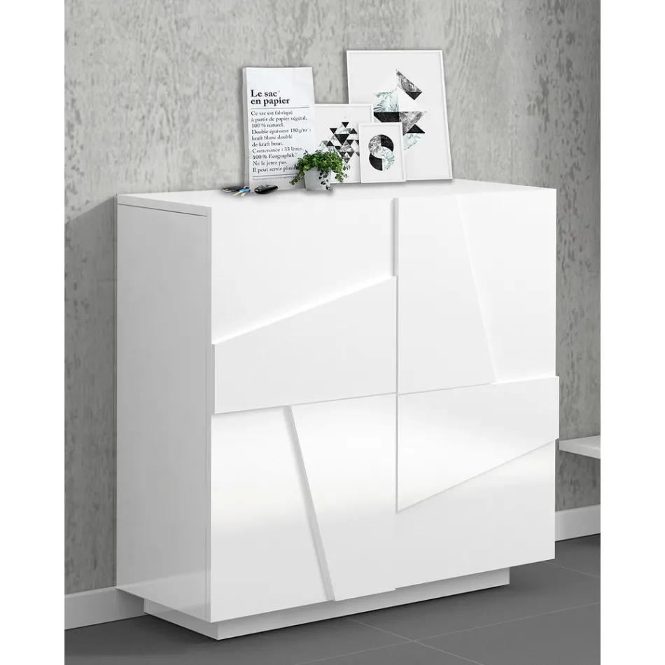 High or Low Shoe Rack in Sustainable Wood Design with 2 or 4 Doors - Fjona Viadurini