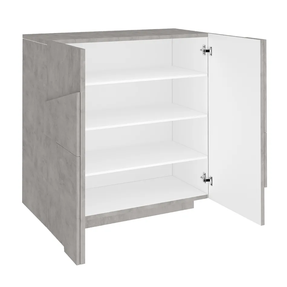 Indoor Shoe Cabinet with 2 Melamine Doors Made in Italy - Naditza Viadurini