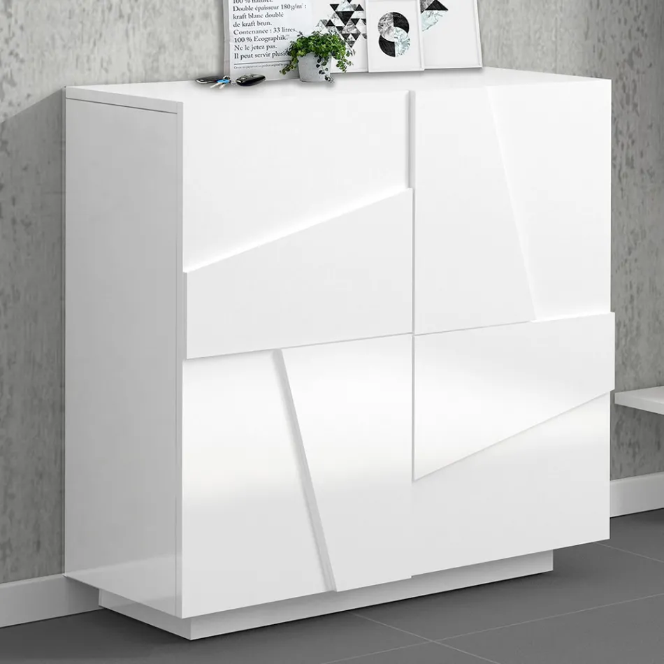 Indoor Shoe Cabinet with 2 Melamine Doors Made in Italy - Naditza Viadurini