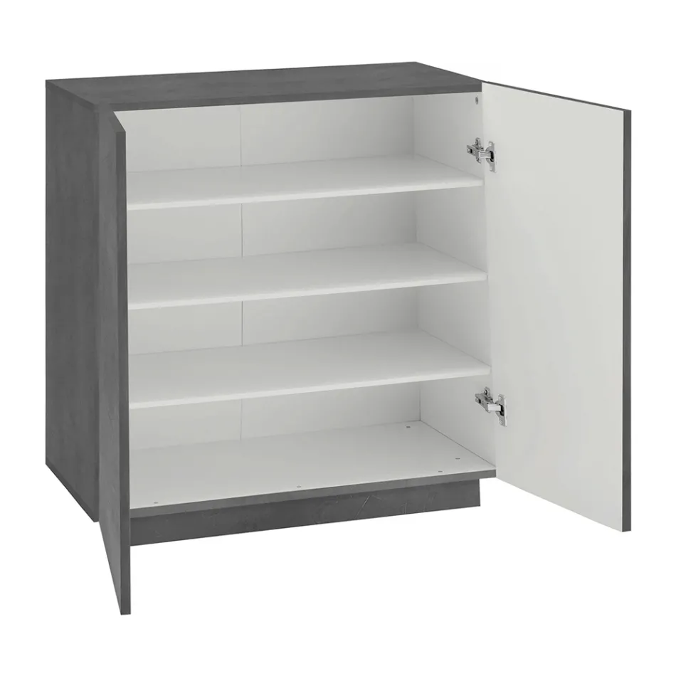 Shoe Cabinet for Lounge with 2 Doors in Melamine Made in Italy - Popilio Viadurini