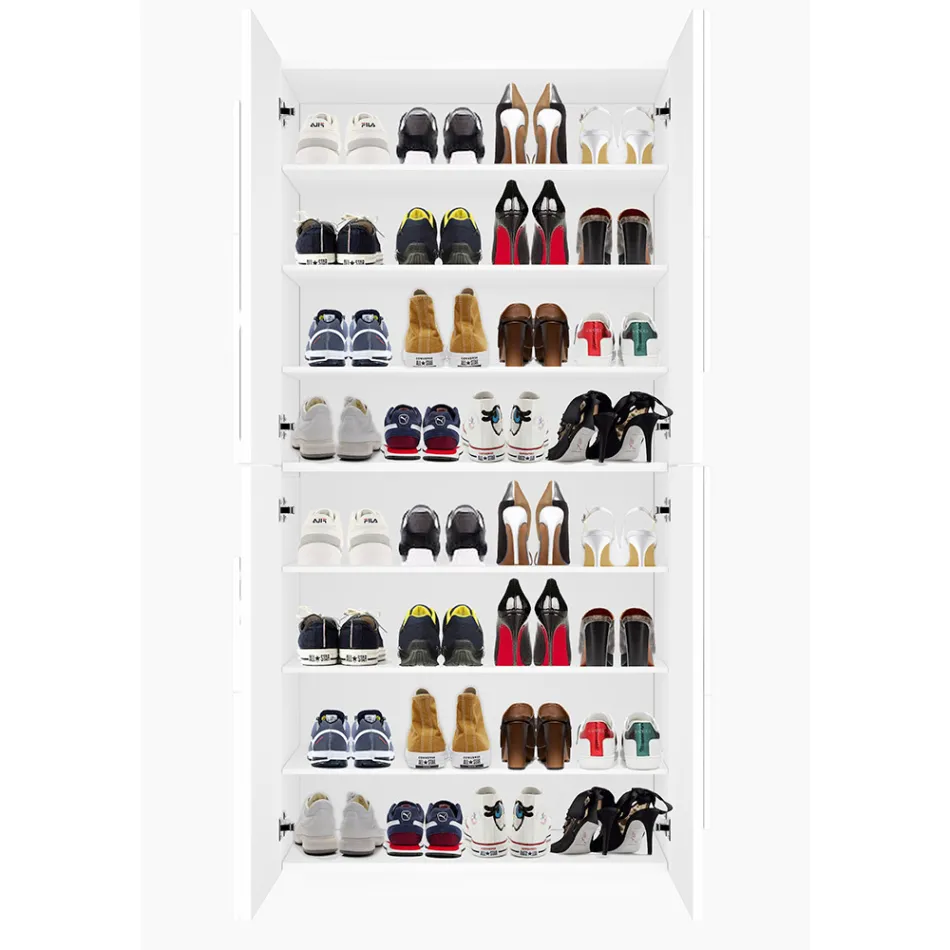 Indoor Melamine Shoe Cabinet with 4 Doors Made in Italy - Naditza Viadurini
