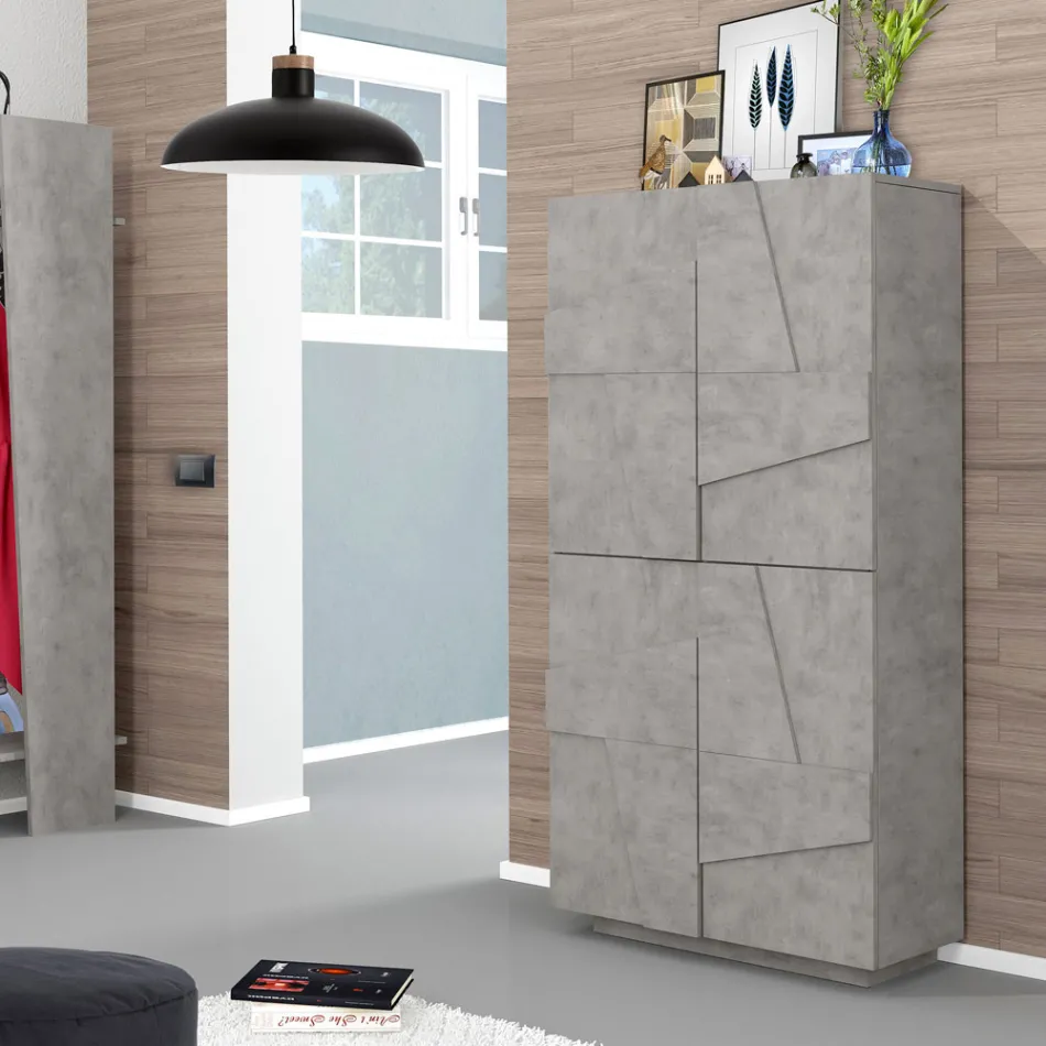 Indoor Melamine Shoe Cabinet with 4 Doors Made in Italy - Naditza Viadurini