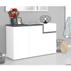 Entrance Shoe Rack 3 or 4 Doors in White Wood and Slate or Maple - Tiscali Viadurini