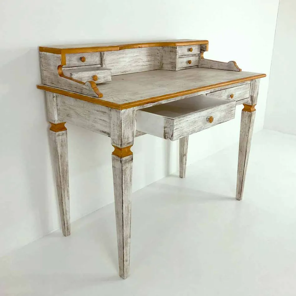 Handmade Writing Desk in Solid Wood with 4 Drawers Made in Italy - Amela Viadurini
