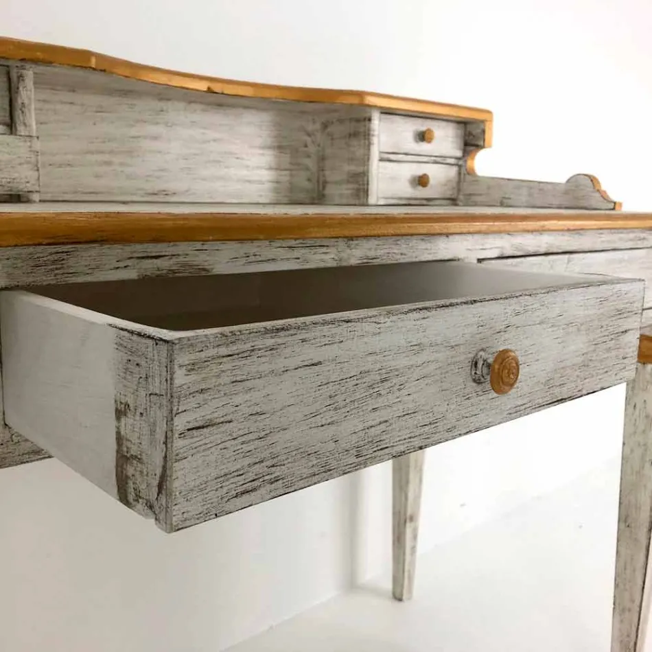 Handmade Writing Desk in Solid Wood with 4 Drawers Made in Italy - Amela Viadurini