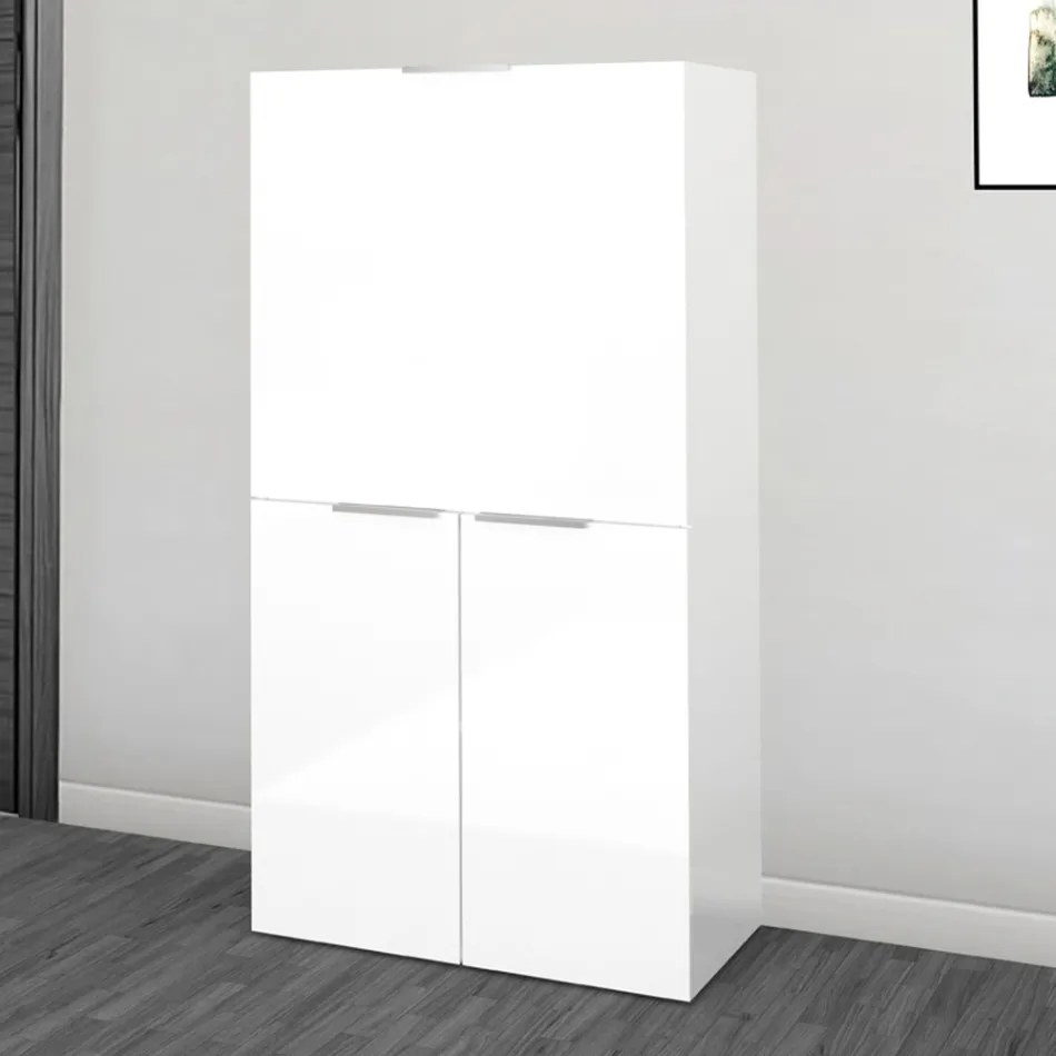 Modern White Wall Desk in Polished Wood Italian Design - Ghero Viadurini