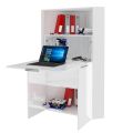 White Modern Corner Desk in Polished Wood Italian Design - Ghero