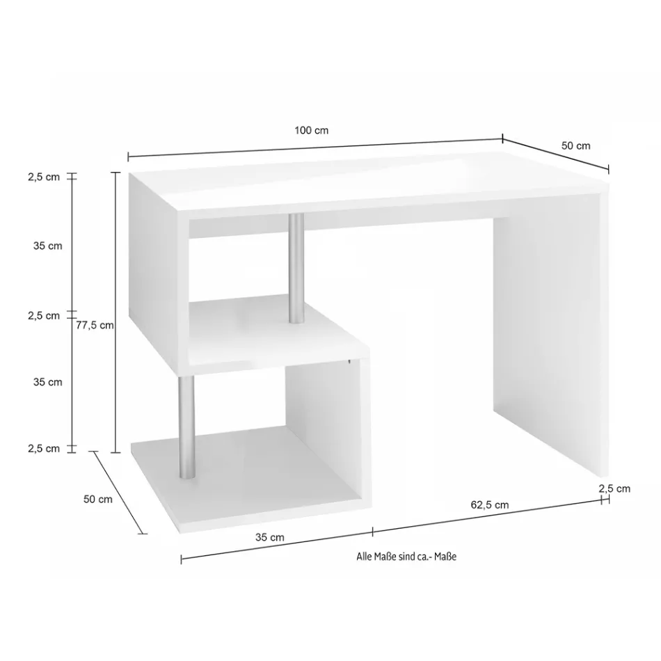 White or Slate Desk in Italian Design Wood 3 Sizes - Michel Viadurini