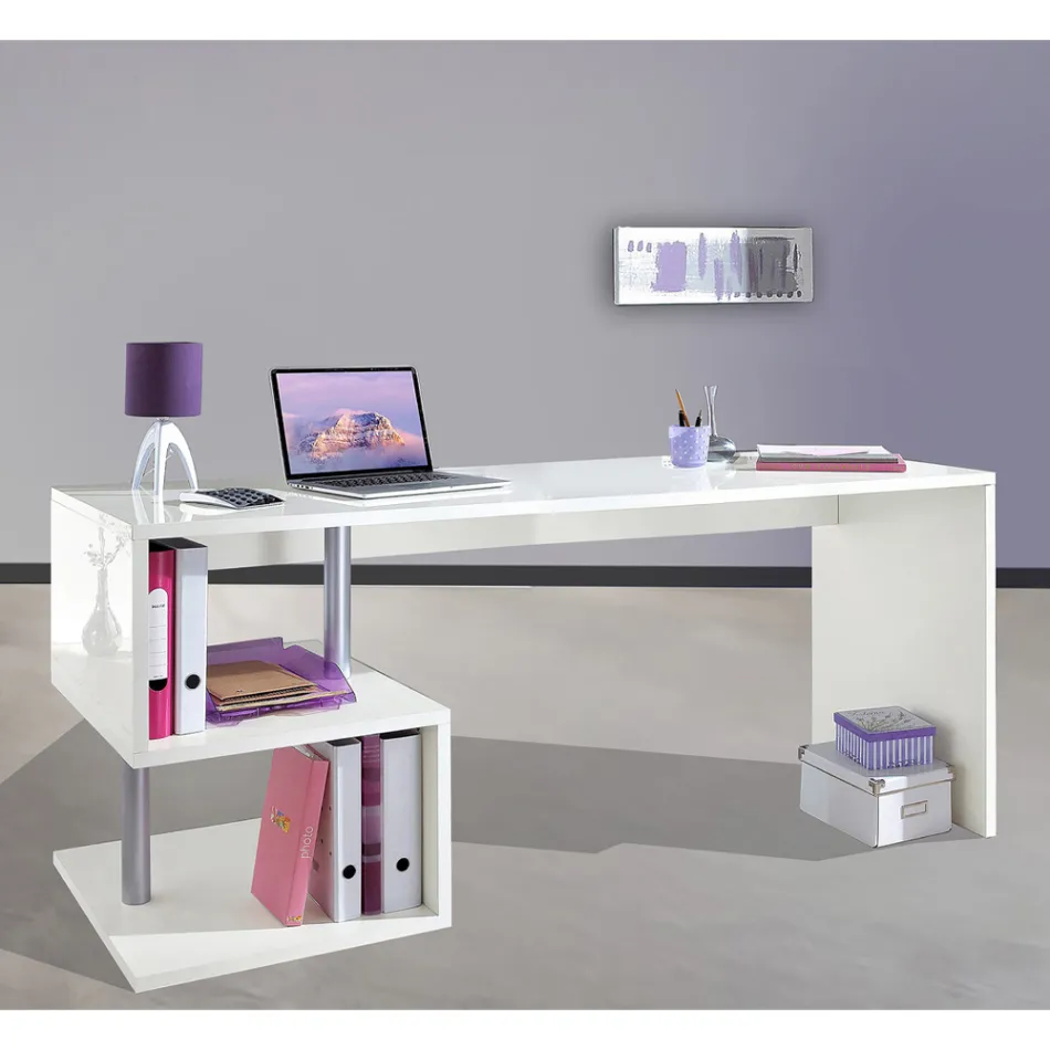 White or Slate Desk in Italian Design Wood 3 Sizes - Michel Viadurini