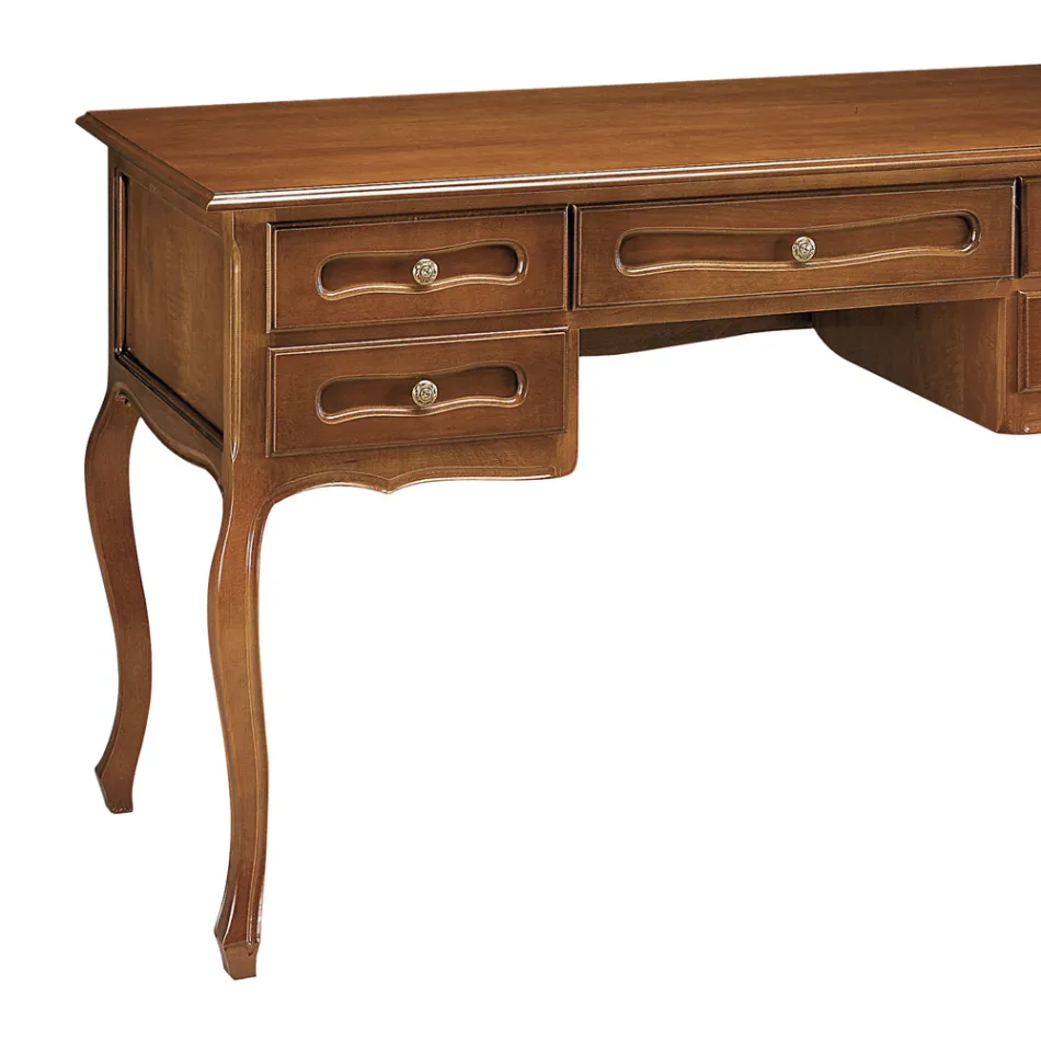 Desk with 5 Drawers in Patinated Cherry Made in Italy - Opi Viadurini