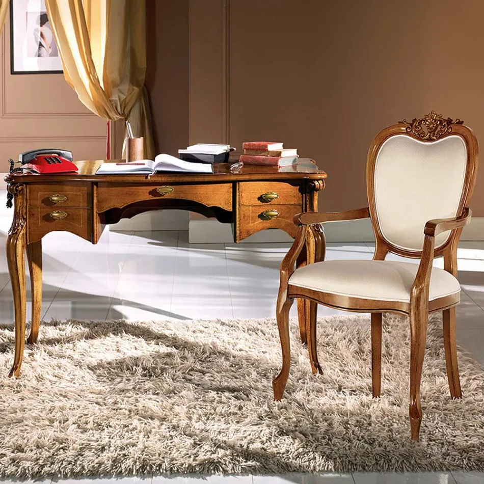 Luxury Wooden 5 Drawer Lounge Desk Made in Italy - Caligola Viadurini