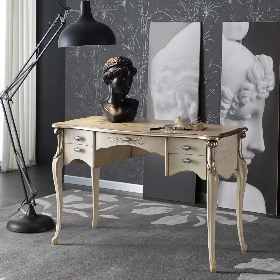 Luxury Wooden 5 Drawer Lounge Desk Made in Italy - Caligola Viadurini
