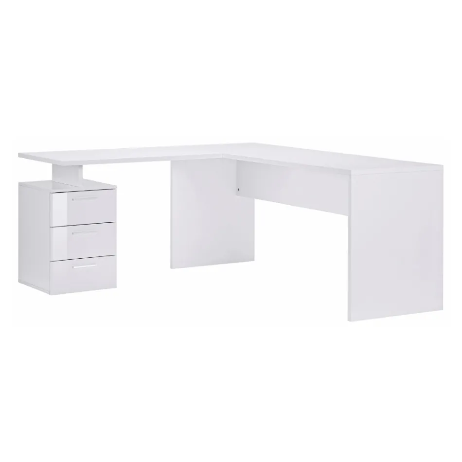 Angular Office Desk in Melamine Wood 2 Finishes - Analuisa Viadurini