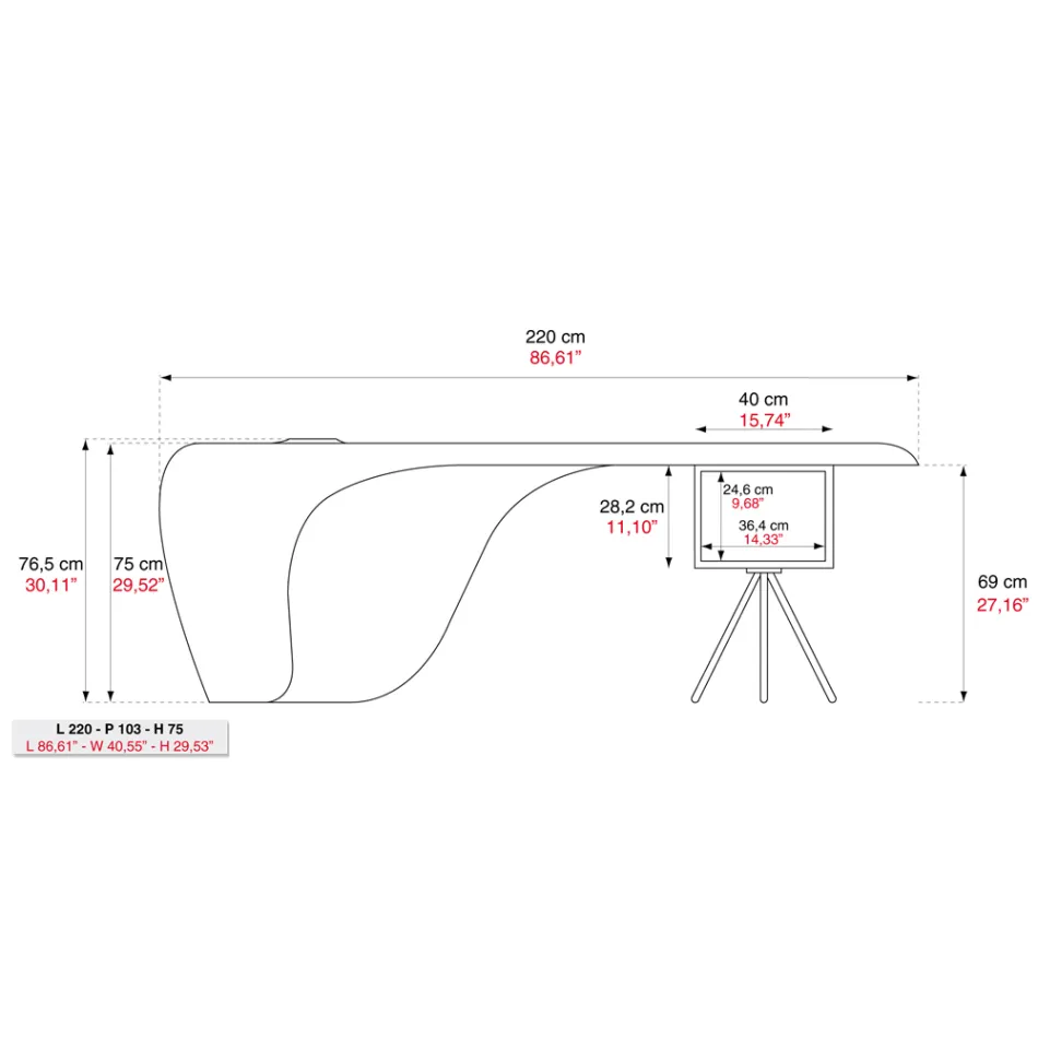Executive desk by Karim Rashid in polyurethane in various finishes - James Viadurini
