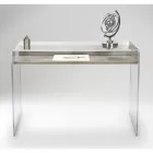 Transparent Plexiglass Desk with Design Wood Shelf - Carducci Viadurini