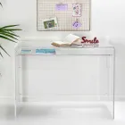 Modern desk in transparent plexiglass produced in Italy, Barga Viadurini