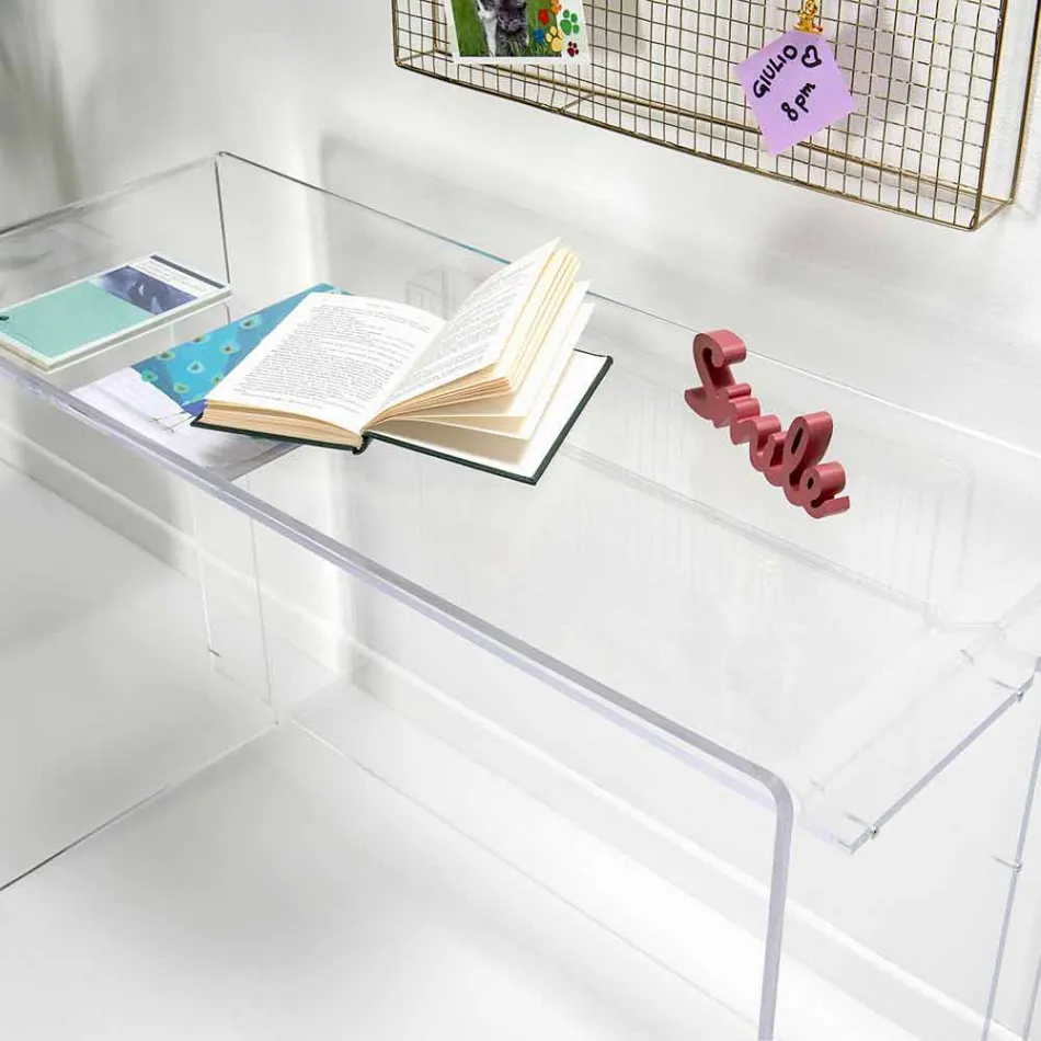 Modern desk in transparent plexiglass produced in Italy, Barga Viadurini