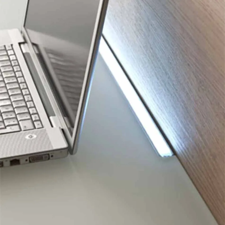 Suspended Desk in Crystal with Metal Structure Made in Italy - Silicon Viadurini