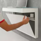 Suspended Desk in Crystal with Metal Structure Made in Italy - Silicon Viadurini