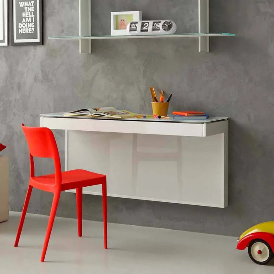 Suspended Desk in Crystal with Metal Structure Made in Italy - Silicon Viadurini