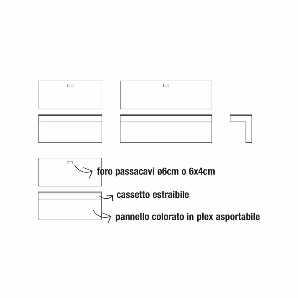 Suspended Desk in Crystal with Metal Structure Made in Italy - Silicon Viadurini