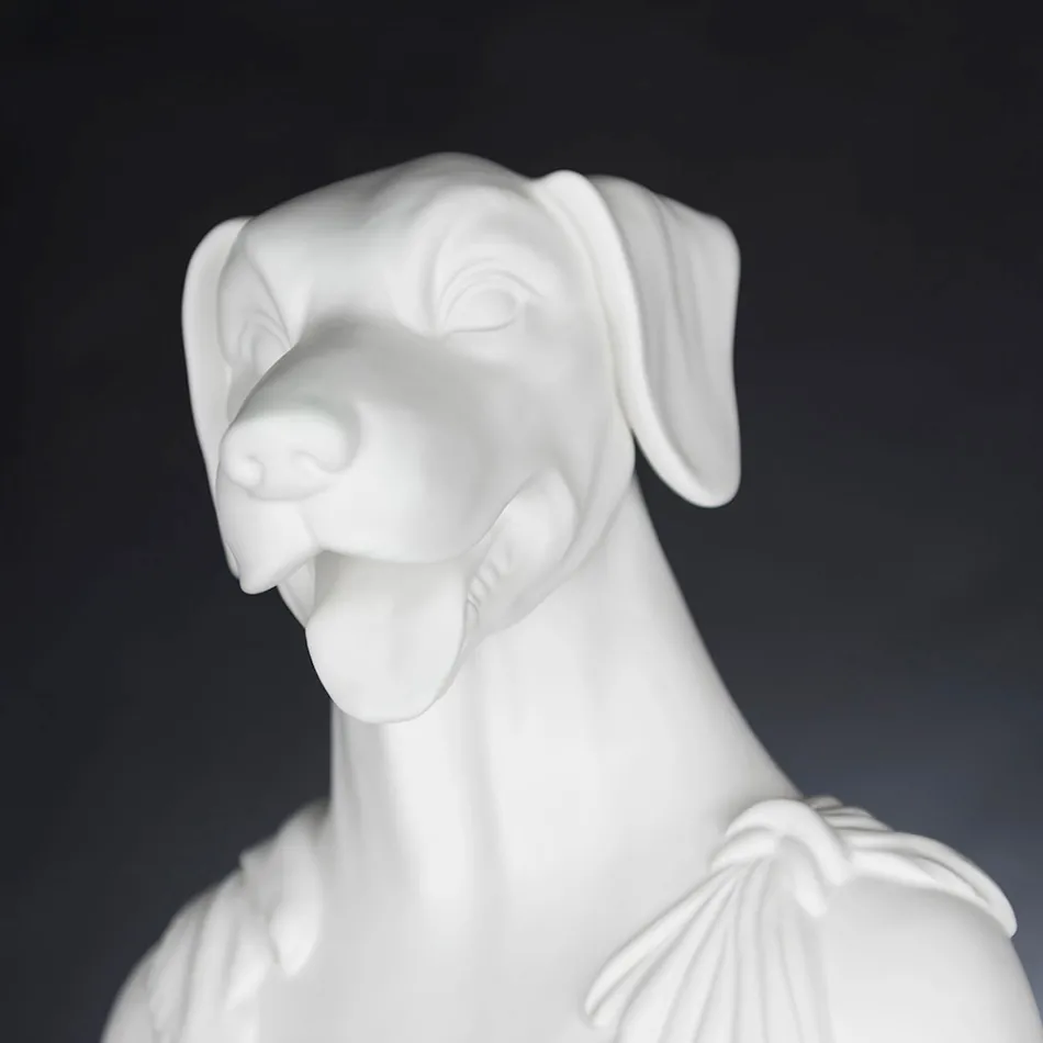 White handcrafted ceramic sculpture 100% Made in Italy Fabas 1 Viadurini