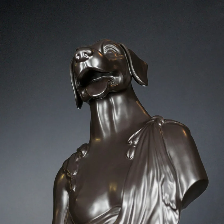 Black artisan ceramic sculpture 100% Made in Italy Fabas 2 Viadurini