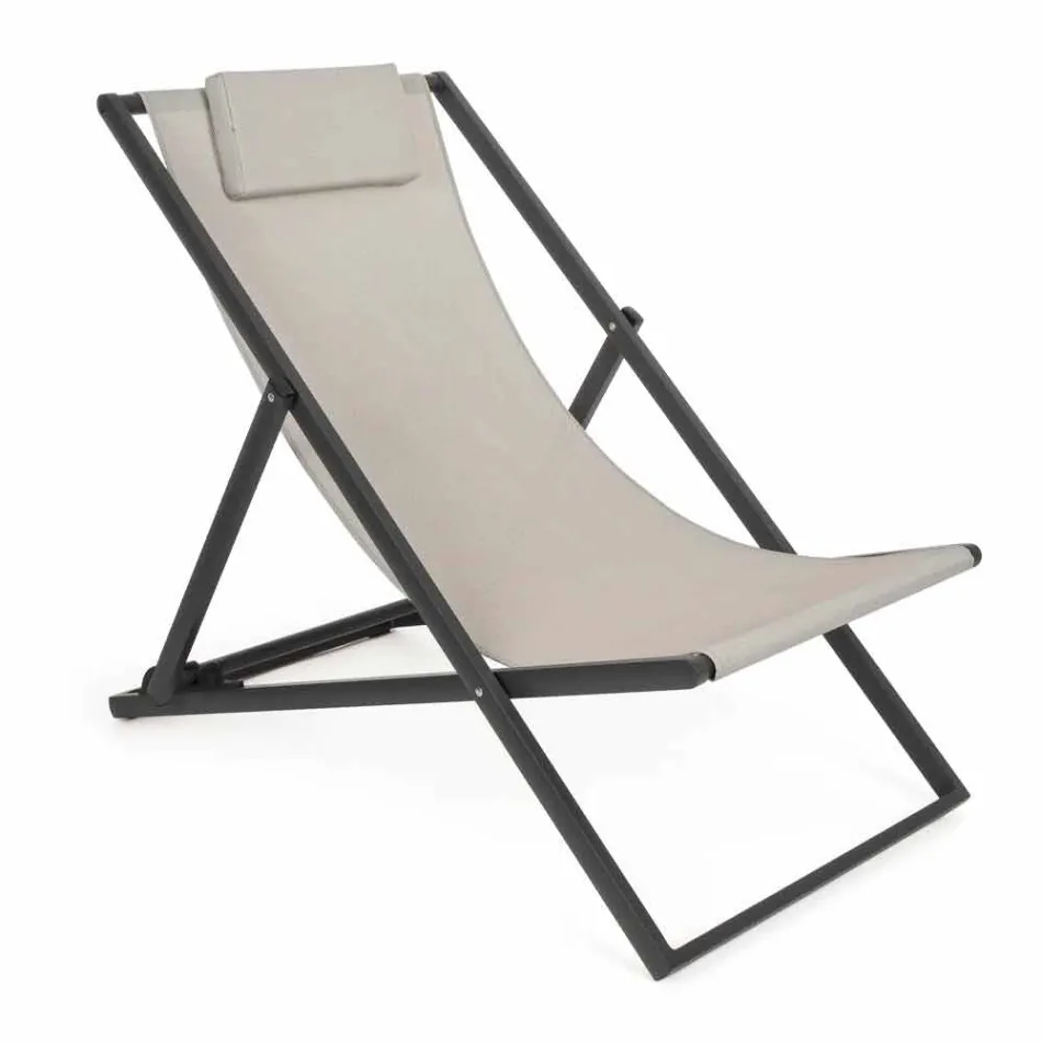 Outdoor Deckchair in Aluminium with Seat in Textilene, 4 Pieces - Kailua Viadurini