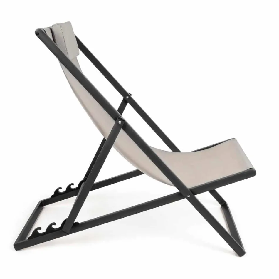 Outdoor Deckchair in Aluminium with Seat in Textilene, 4 Pieces - Kailua Viadurini