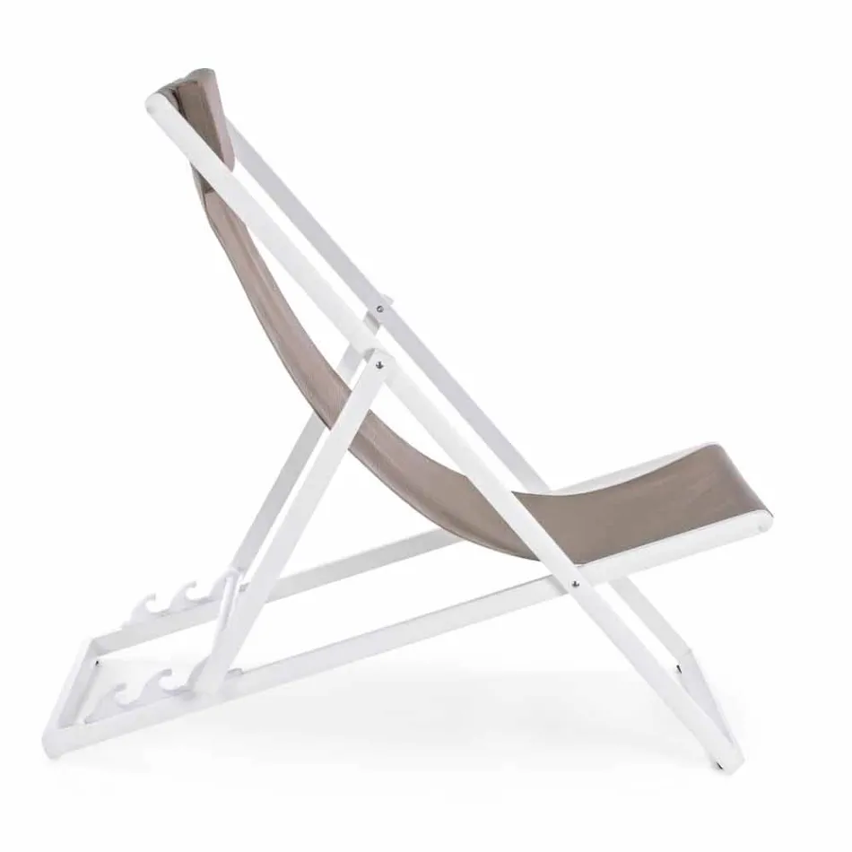 Outdoor Deckchair in Aluminium with Seat in Textilene, 4 Pieces - Kailua Viadurini