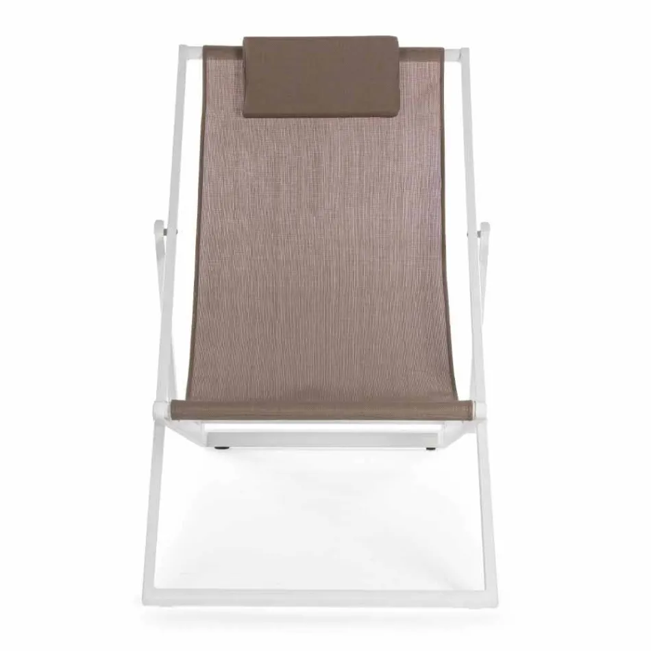 Outdoor Deckchair in Aluminium with Seat in Textilene, 4 Pieces - Kailua Viadurini