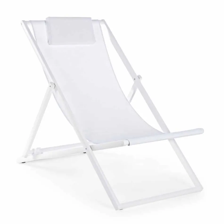 Outdoor Deckchair in Aluminium with Seat in Textilene, 4 Pieces - Kailua Viadurini
