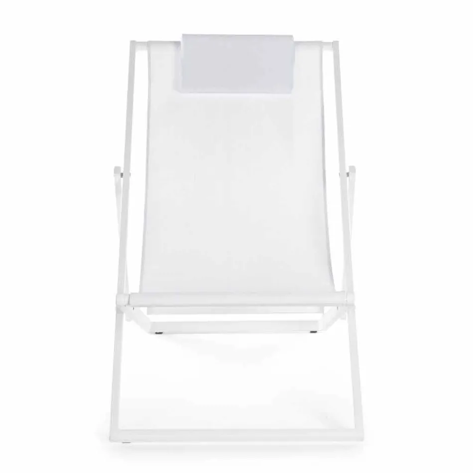 Outdoor Deckchair in Aluminium with Seat in Textilene, 4 Pieces - Kailua Viadurini