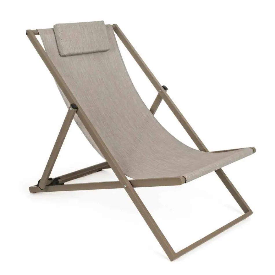 Outdoor Deckchair in Aluminium with Seat in Textilene, 4 Pieces - Kailua Viadurini